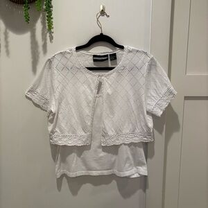 Requirements 90's Vintage Women's Tank Top Shrug Set Lace Trim Detail Size L